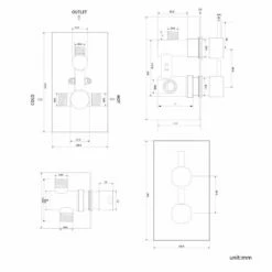Carrick Essential Chrome Square Thermostatic Shower Valve - 1 Outlet