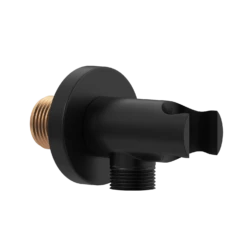 Matt Black Round Shower Outlet With Bracket