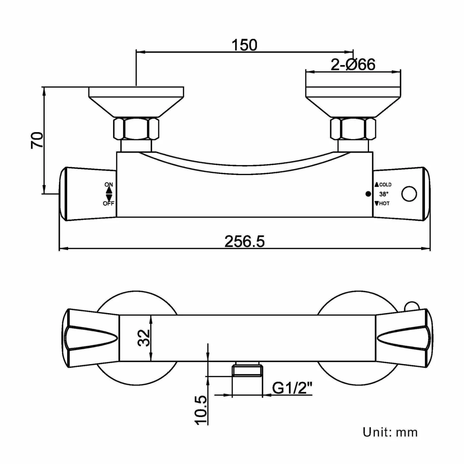 Lismore Chrome Round Thermostatic Shower Bar Valve - Image 2
