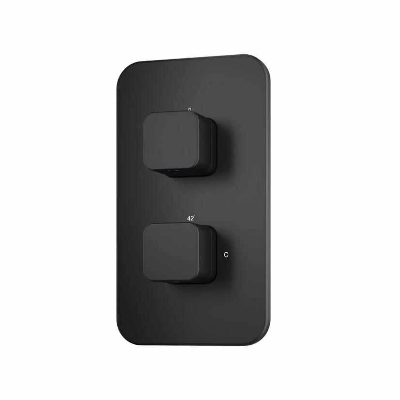 Galway Premium Matt Black Square Thermostatic Shower Valve - 1 Outlet