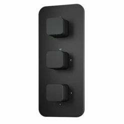 Galway Premium Matt Black Square Thermostatic Shower Valve - 3 Outlets