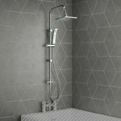 Lismore Square Chrome Shower Riser Kit