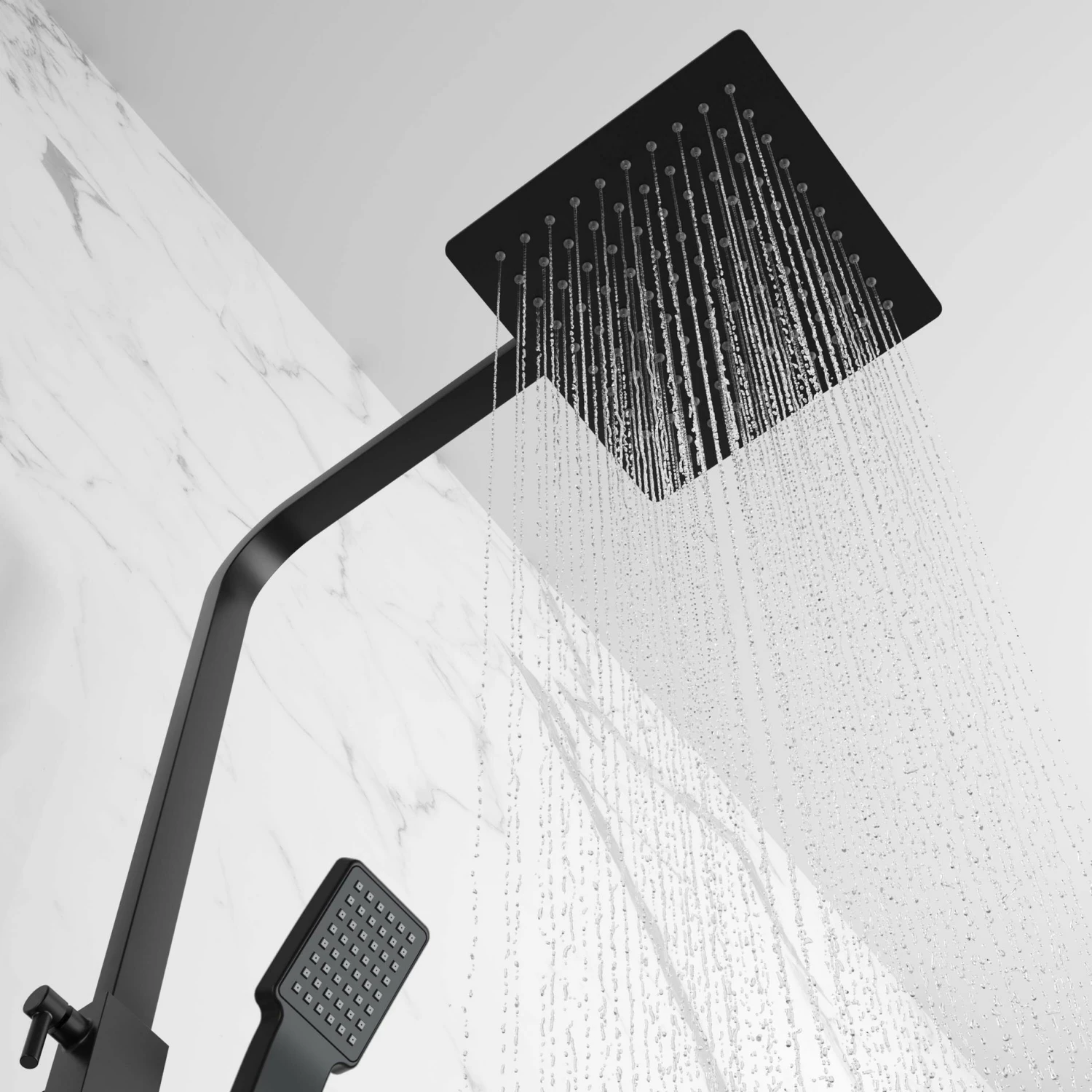 Galway Premium Matt Black Square Thermostatic Shower Set - Image 2