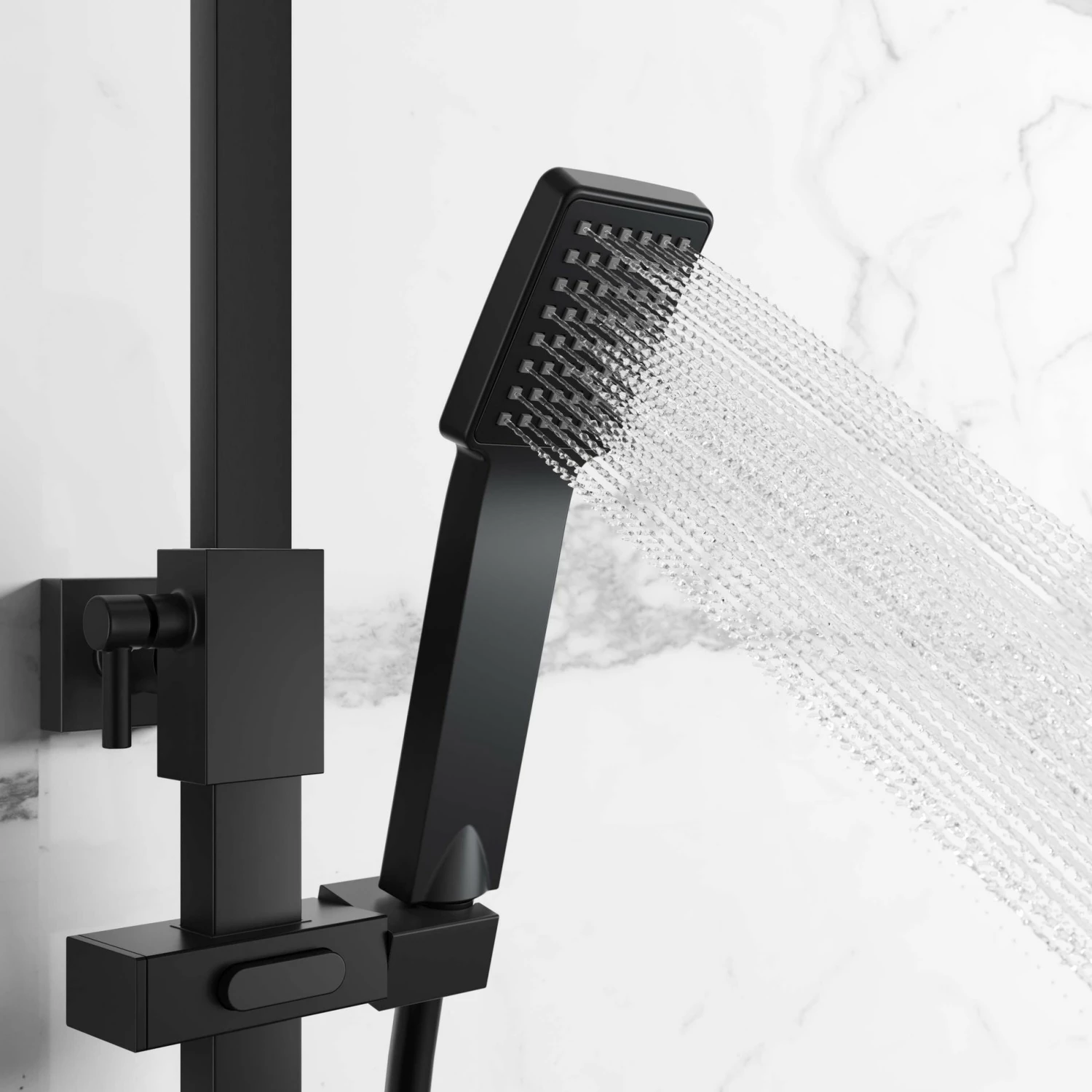 Galway Premium Matt Black Square Thermostatic Shower Set - Image 3