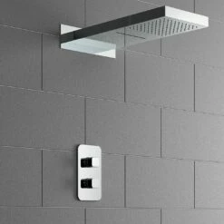 Galway Premium Chrome Square Thermostatic Waterfall Shower Set