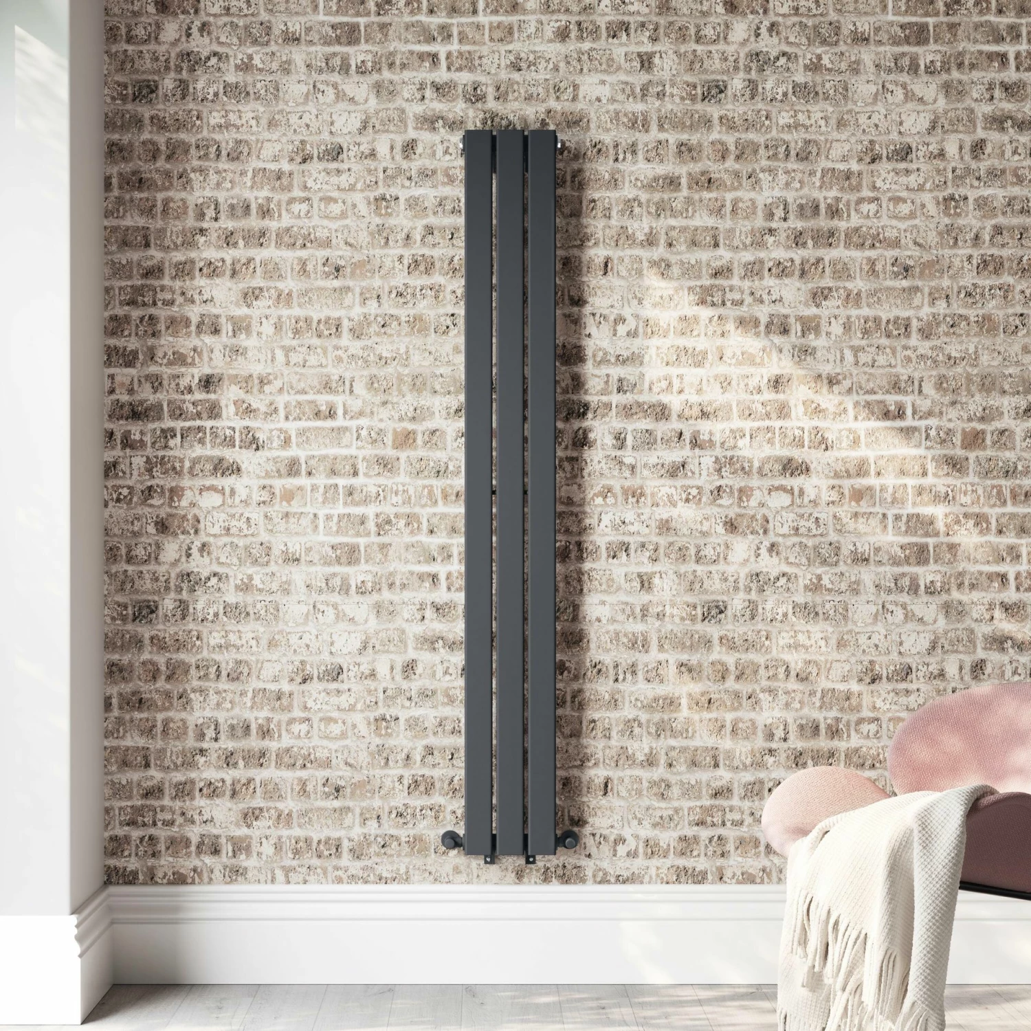 Faro Anthracite Single Flat Panel Vertical Radiator 1600x210mm - Image 3