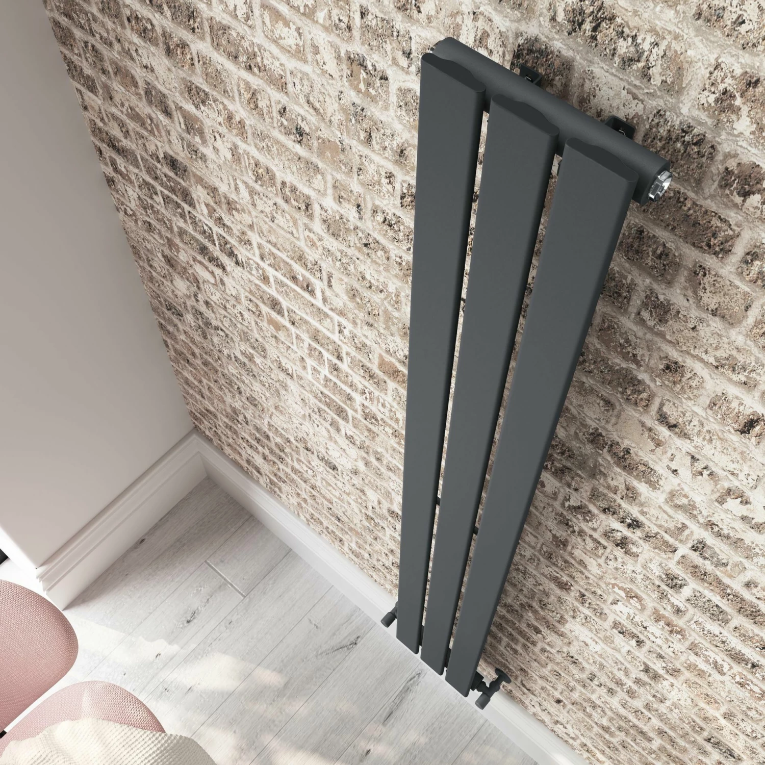 Faro Anthracite Single Flat Panel Vertical Radiator 1600x210mm - Image 4