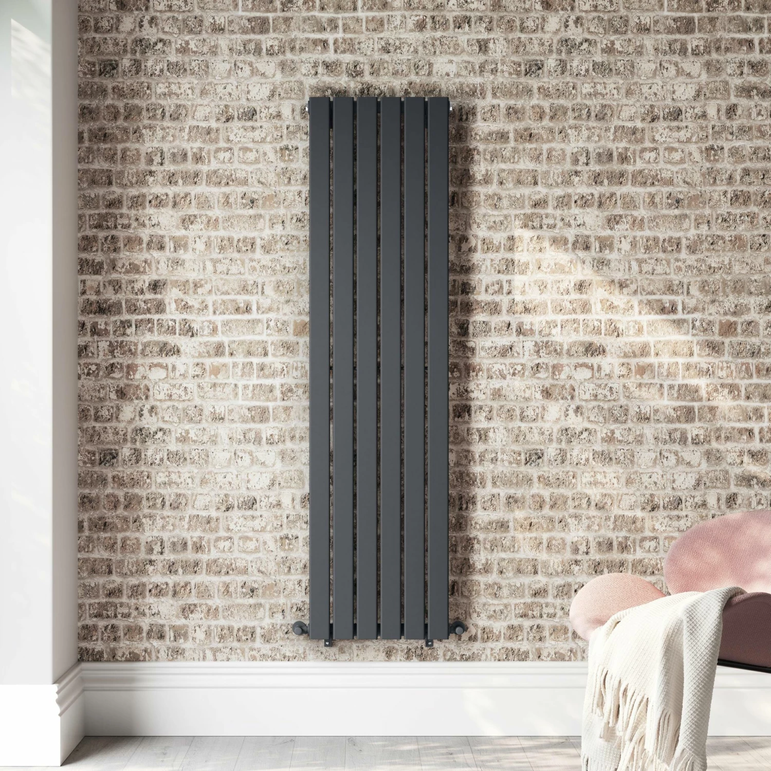Faro Anthracite Single Flat Panel Vertical Radiator 1600x420mm - Image 3
