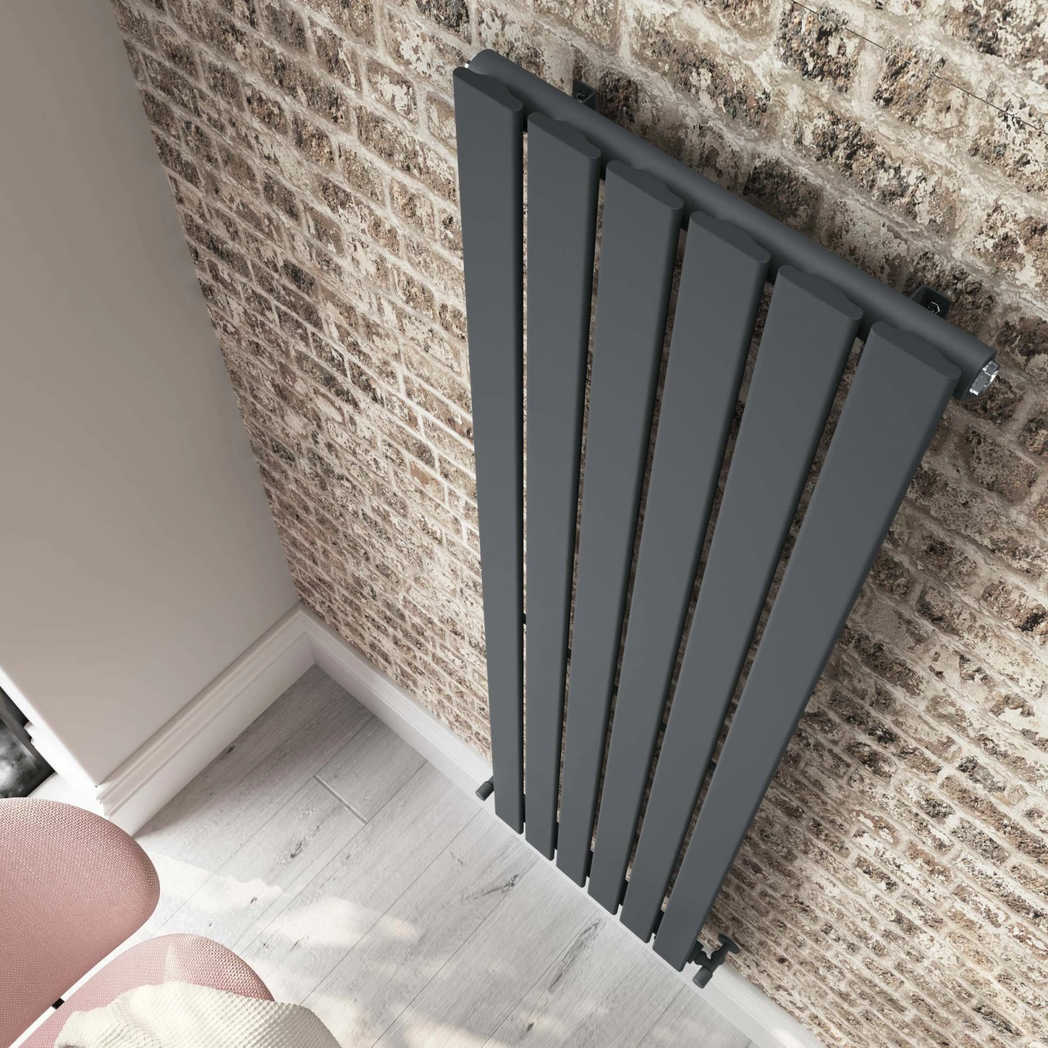 Faro Anthracite Single Flat Panel Vertical Radiator 1600x420mm - Image 4