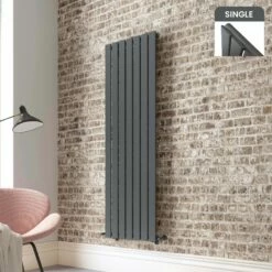Faro Anthracite Single Flat Panel Vertical Radiator 1600x490mm