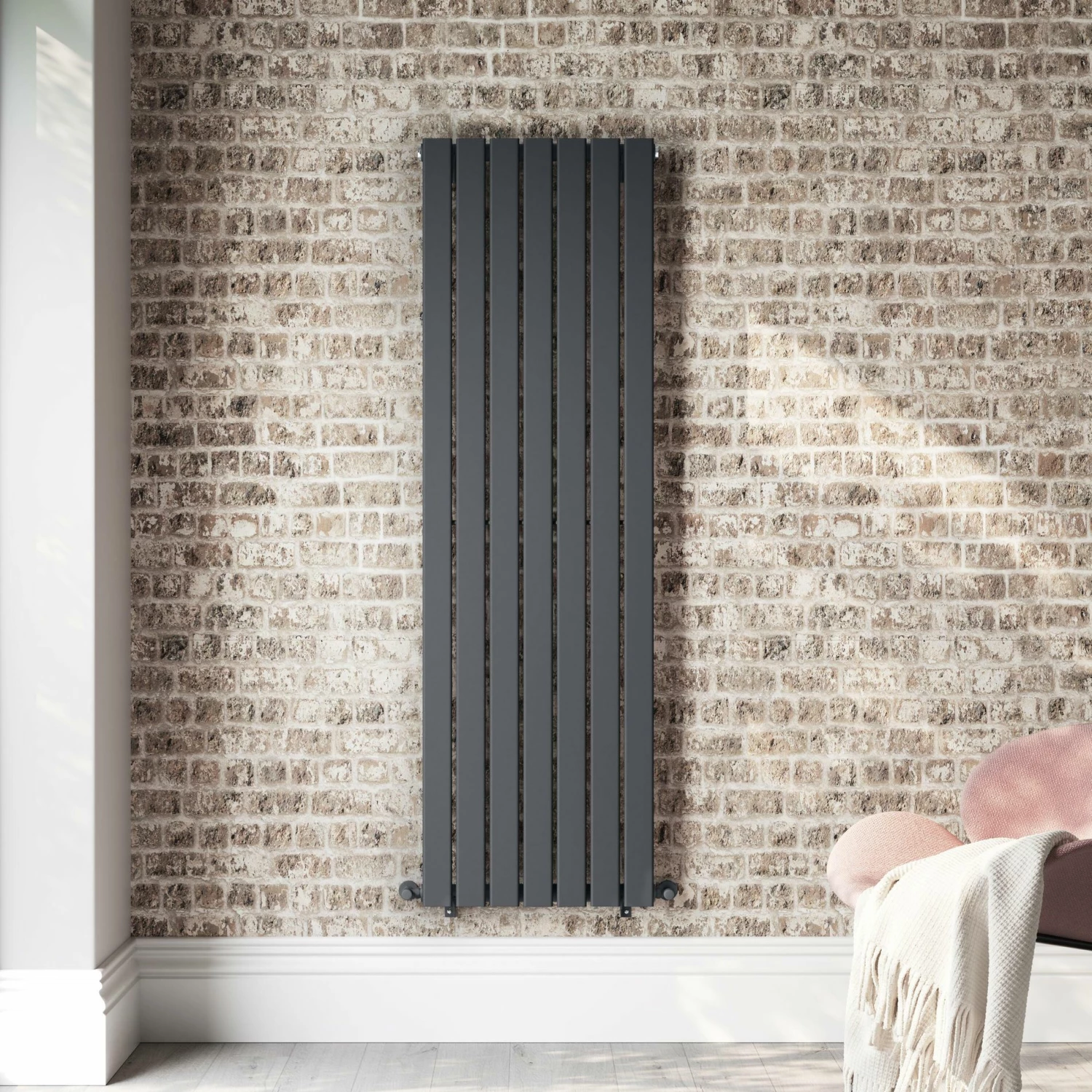 Faro Anthracite Single Flat Panel Vertical Radiator 1600x490mm - Image 3