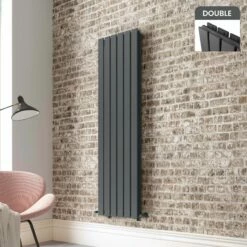 Faro Anthracite Double Flat Panel Vertical Radiator 1600x420mm