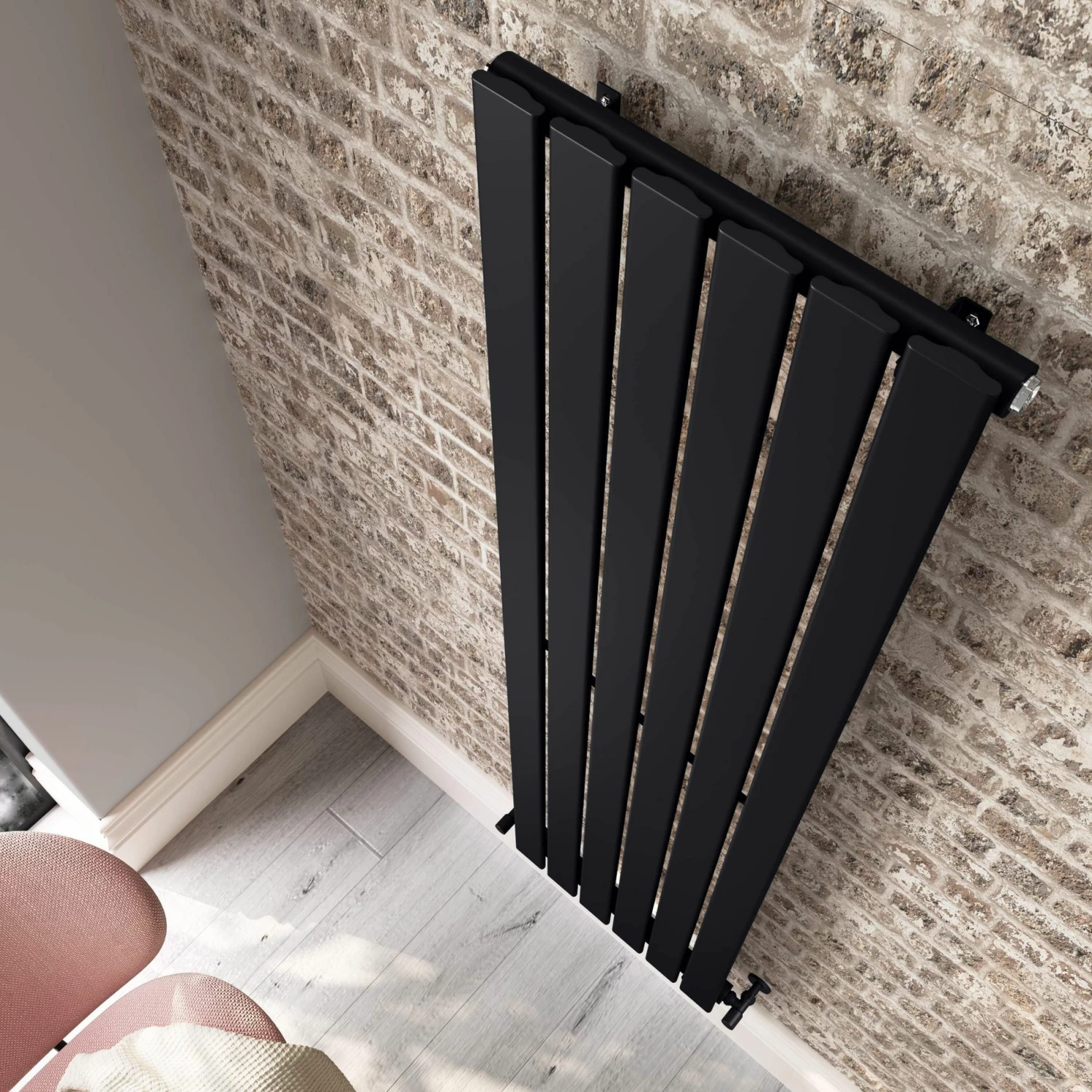Faro Matt Black Single Flat Panel Vertical Radiator 1600x420mm - Image 4