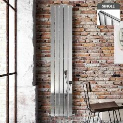 Faro Chrome Single Flat Panel Vertical Radiator 1800x350mm