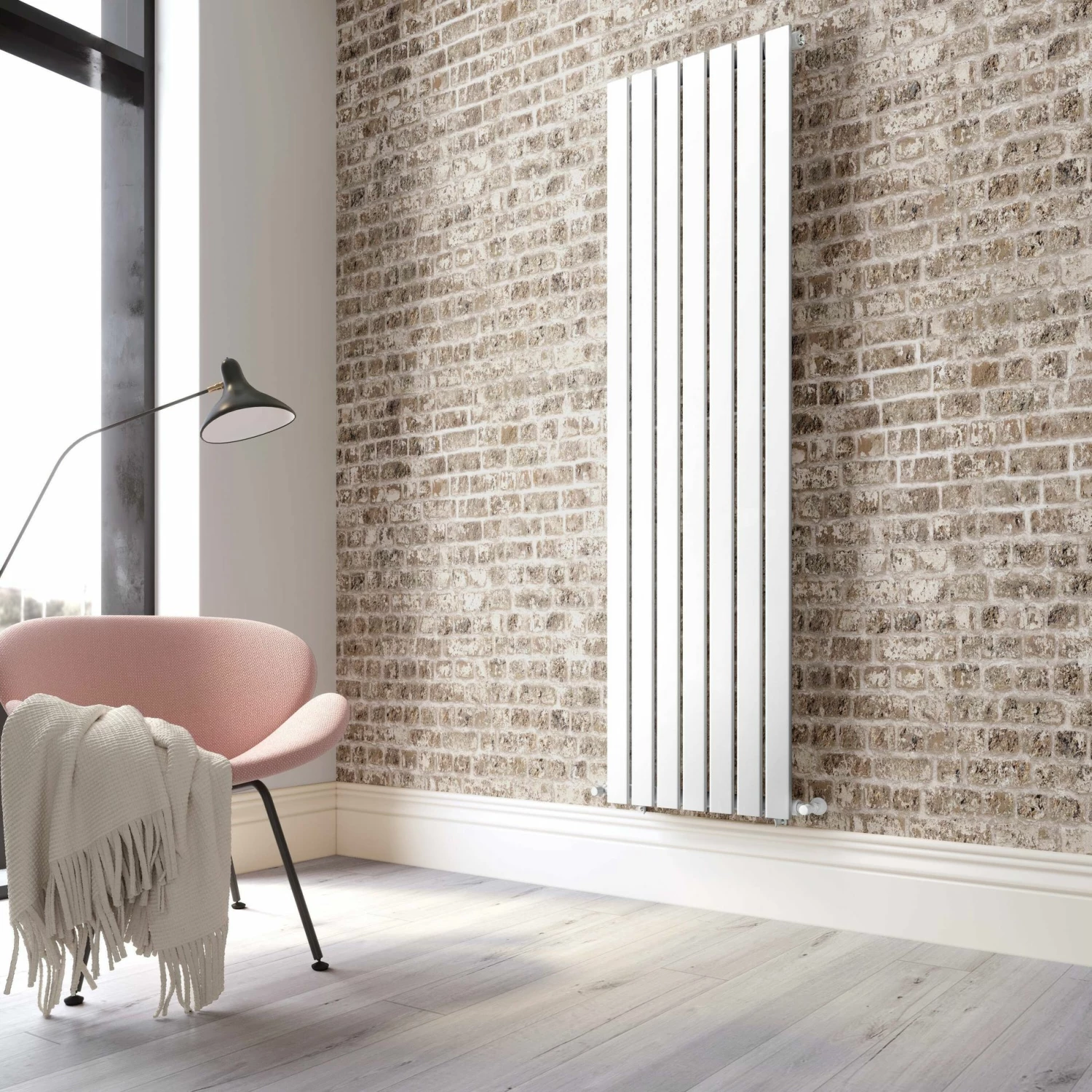 Faro White Single Flat Panel Vertical Radiator 1800x490mm - Image 2