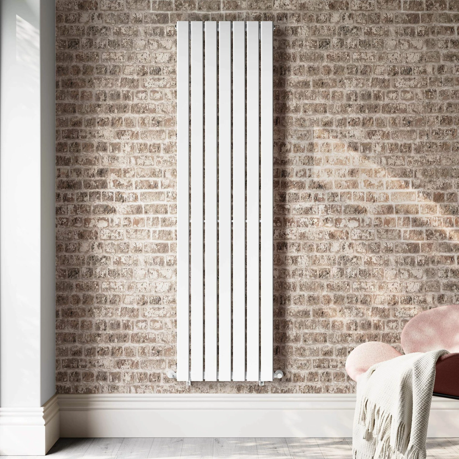 Faro White Single Flat Panel Vertical Radiator 1800x490mm - Image 3
