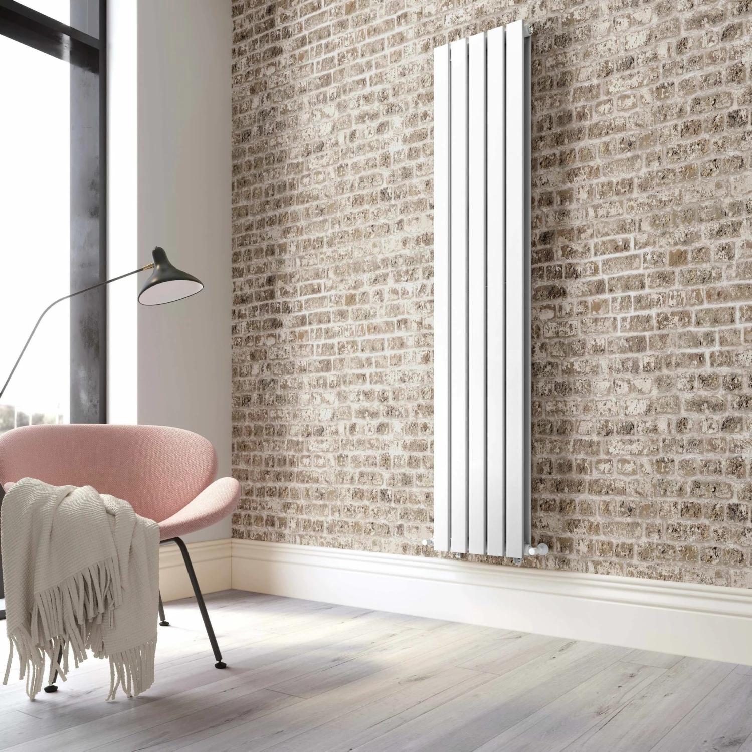 Faro White Double Flat Panel Vertical Radiator 1800x350mm - Image 2