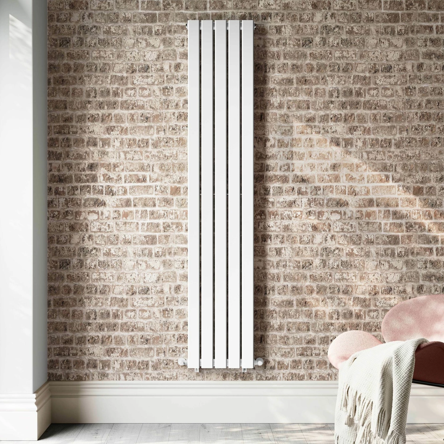 Faro White Double Flat Panel Vertical Radiator 1800x350mm - Image 3