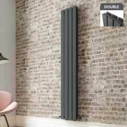 Faro Anthracite Double Flat Panel Vertical Radiator 1800x280mm