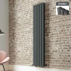 Faro Anthracite Double Flat Panel Vertical Radiator 1800x350mm
