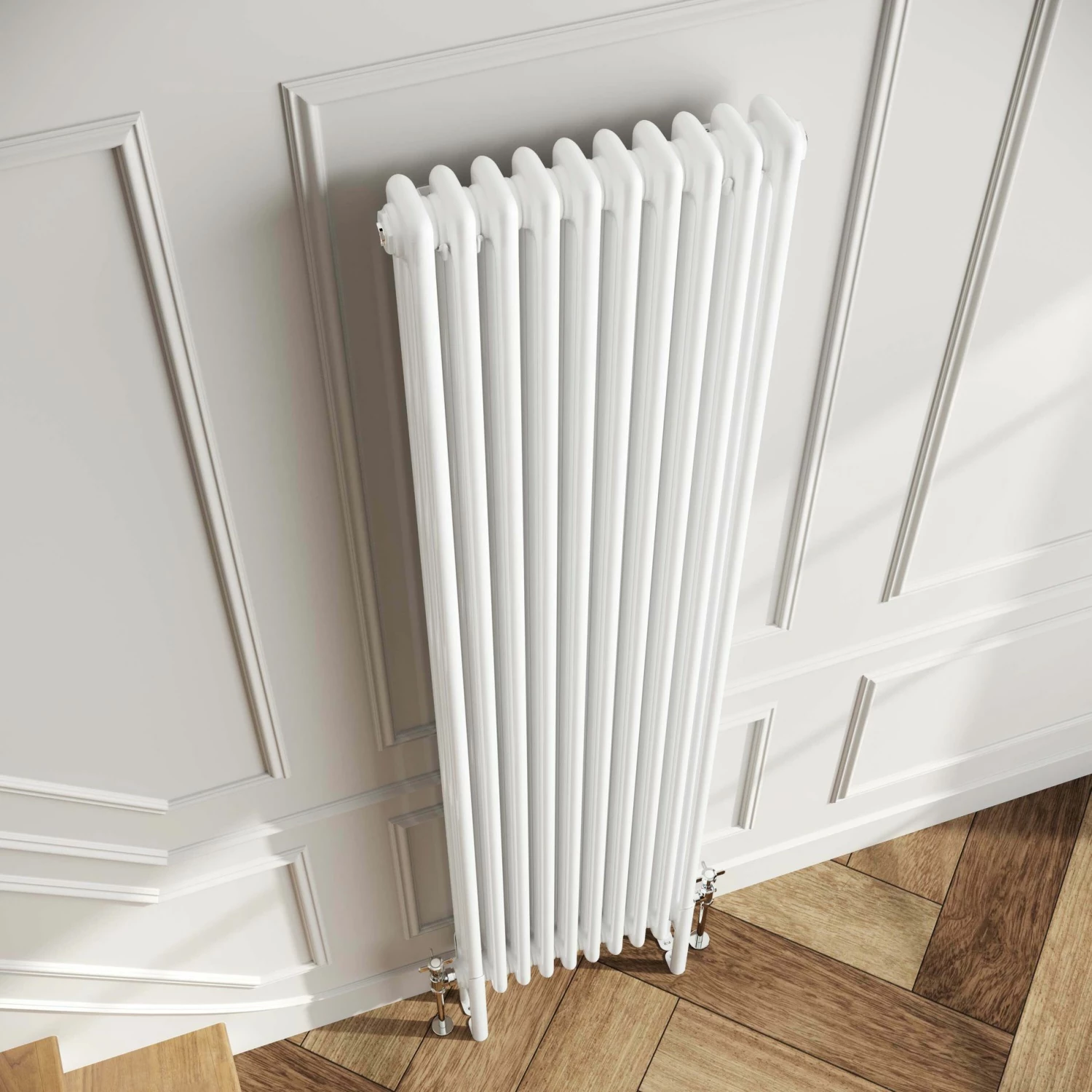 Athens White Double Column Vertical Traditional Radiator 1800x470mm - Image 3