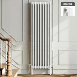 Athens White Double Column Vertical Traditional Radiator 1800x560mm
