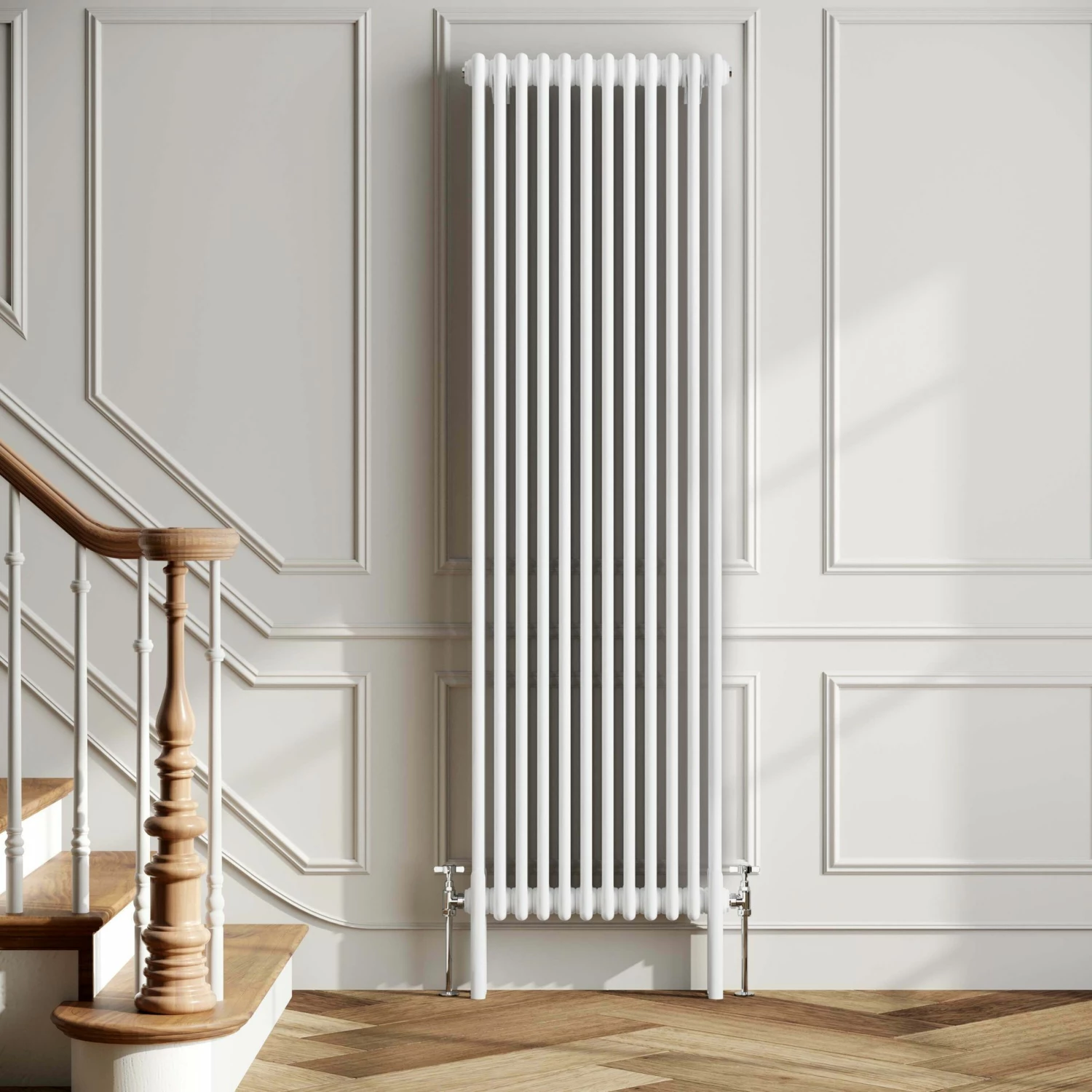 Athens White Double Column Vertical Traditional Radiator 1800x560mm - Image 2
