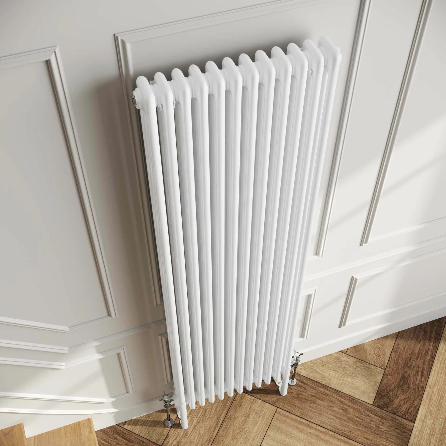 Athens White Double Column Vertical Traditional Radiator 1800x560mm - Image 3
