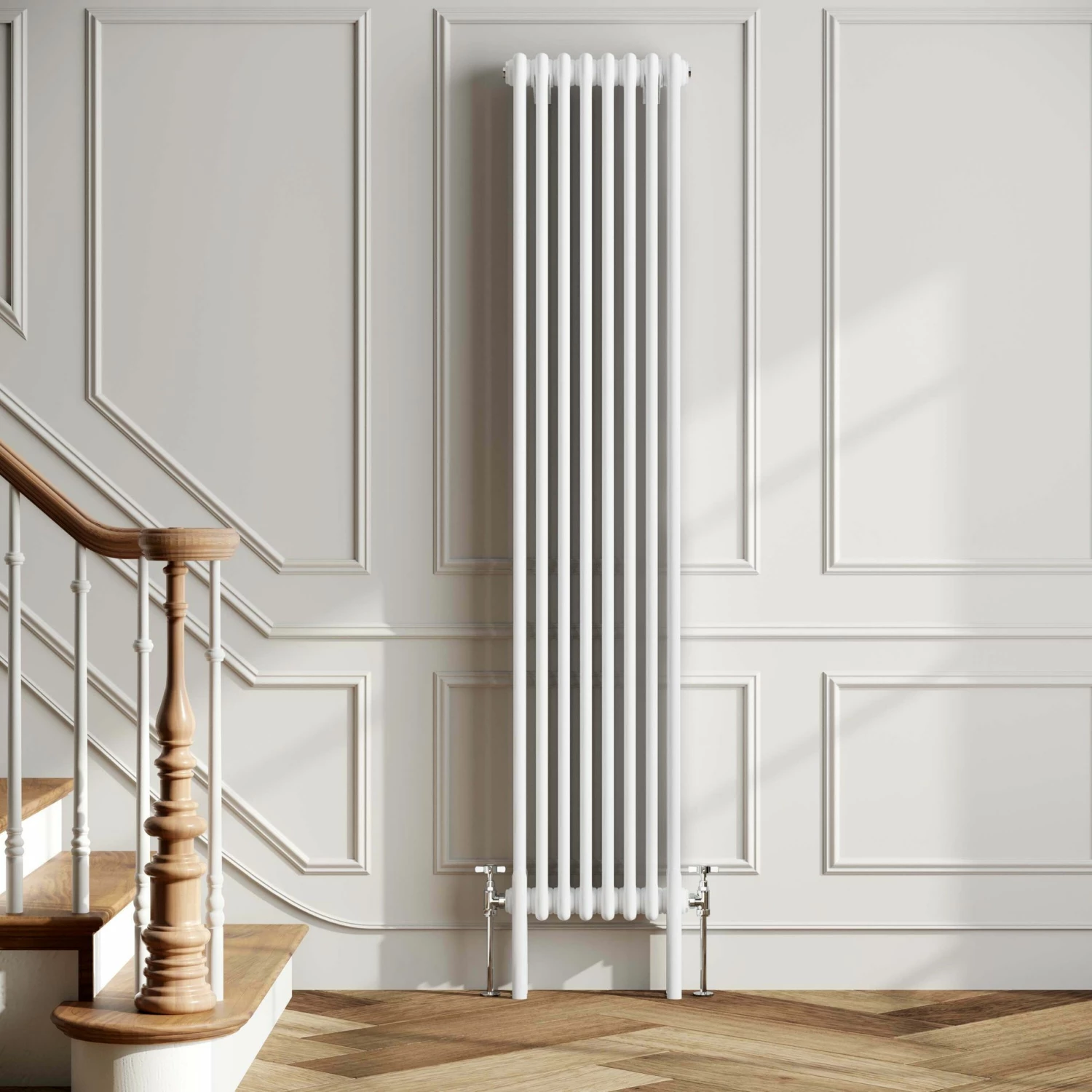 Athens White Triple Column Vertical Traditional Radiator 1800x380mm - Image 2