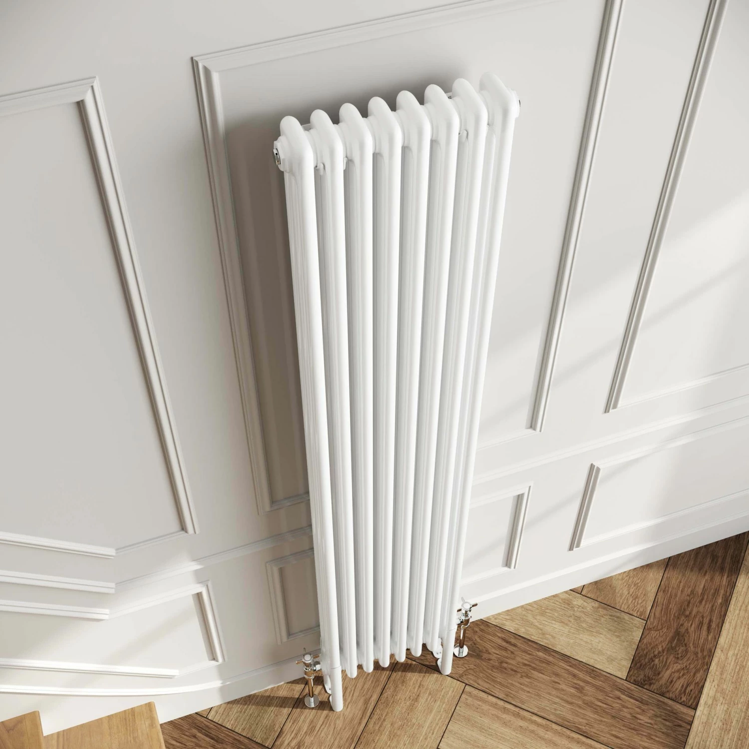 Athens White Triple Column Vertical Traditional Radiator 1800x380mm - Image 3