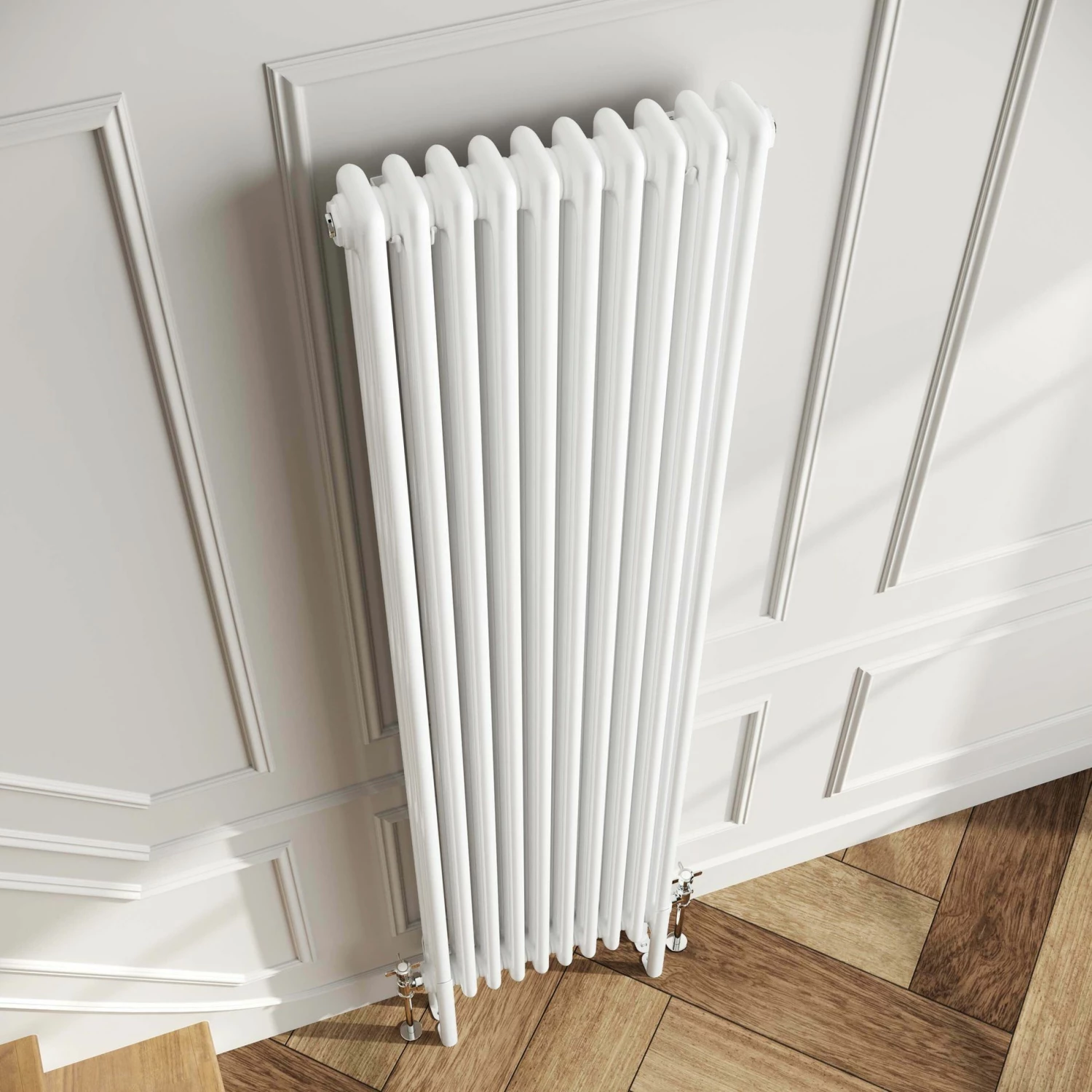Athens White Triple Column Vertical Traditional Radiator 1800x470mm - Image 3