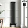 Athens Matt Black Double Column Vertical Traditional Radiator 1800x380mm
