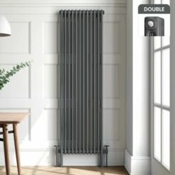 Athens Anthracite Double Column Vertical Traditional Radiator 1800x560mm