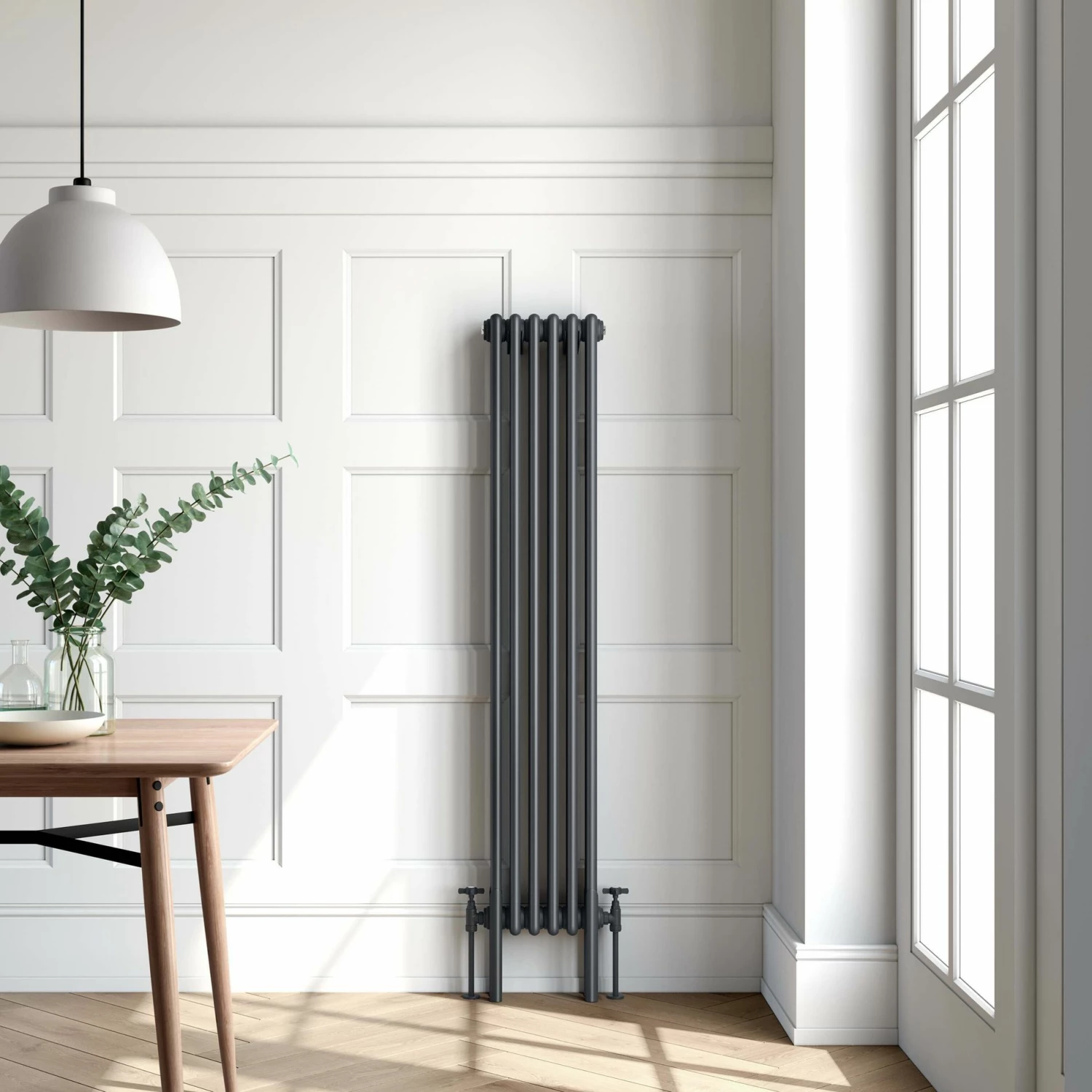Athens Anthracite Triple Column Vertical Traditional Radiator 1500x290mm - Image 2