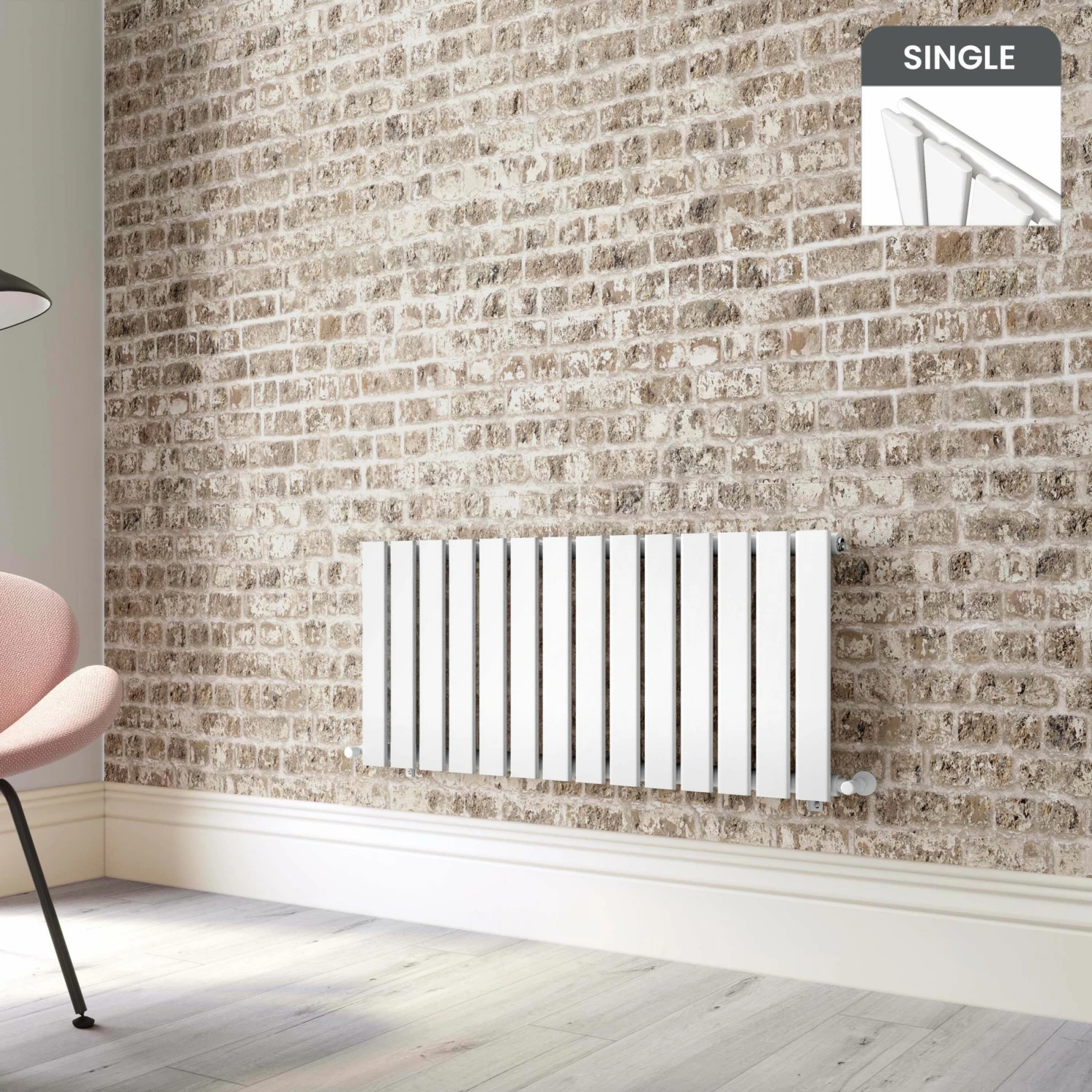 Faro White Single Flat Panel Horizontal Radiator 450x980mm