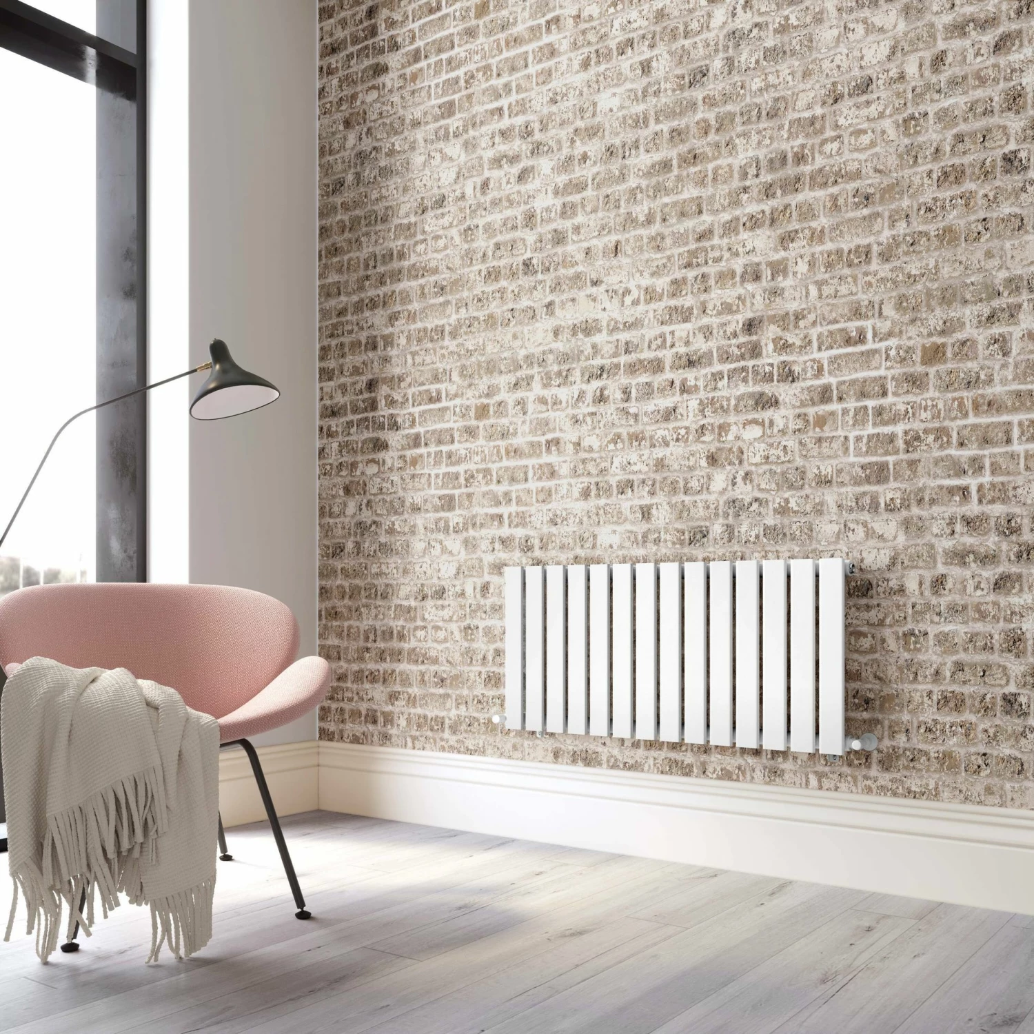 Faro White Single Flat Panel Horizontal Radiator 450x980mm - Image 2