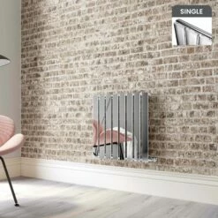 Faro Chrome Single Flat Panel Horizontal Radiator 600x560mm