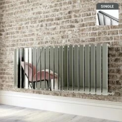 Faro Chrome Single Flat Panel Horizontal Radiator 600x1400mm