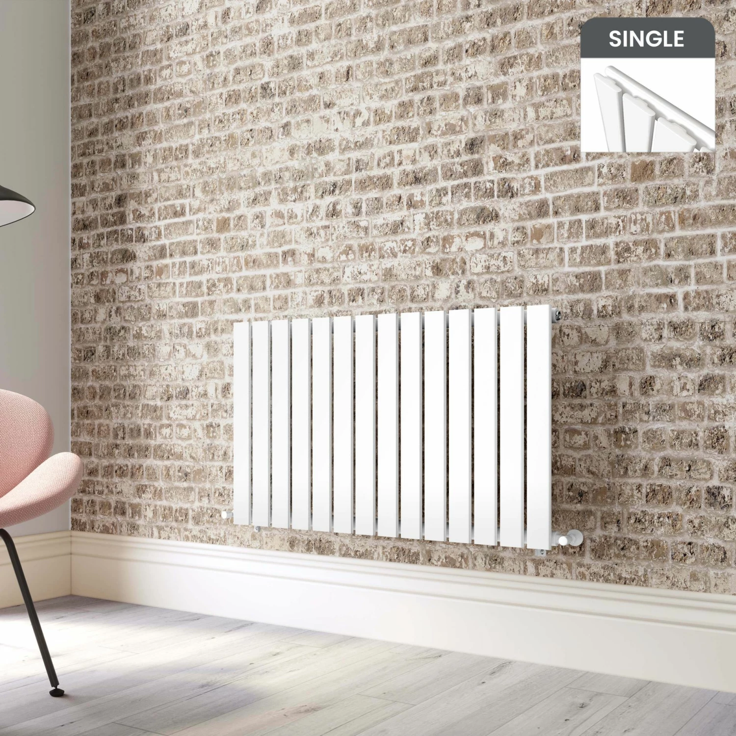 Faro White Single Flat Panel Horizontal Radiator 600x980mm