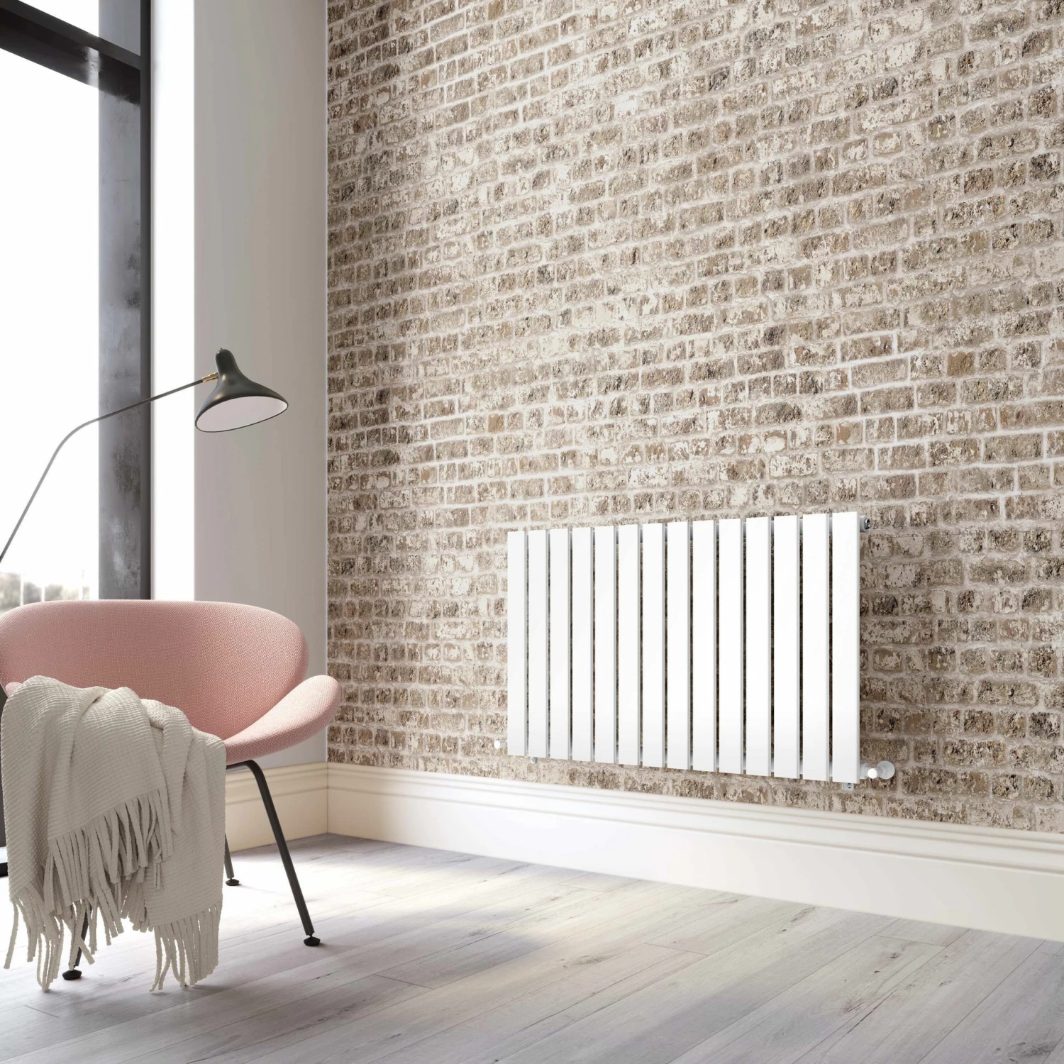Faro White Single Flat Panel Horizontal Radiator 600x980mm - Image 2
