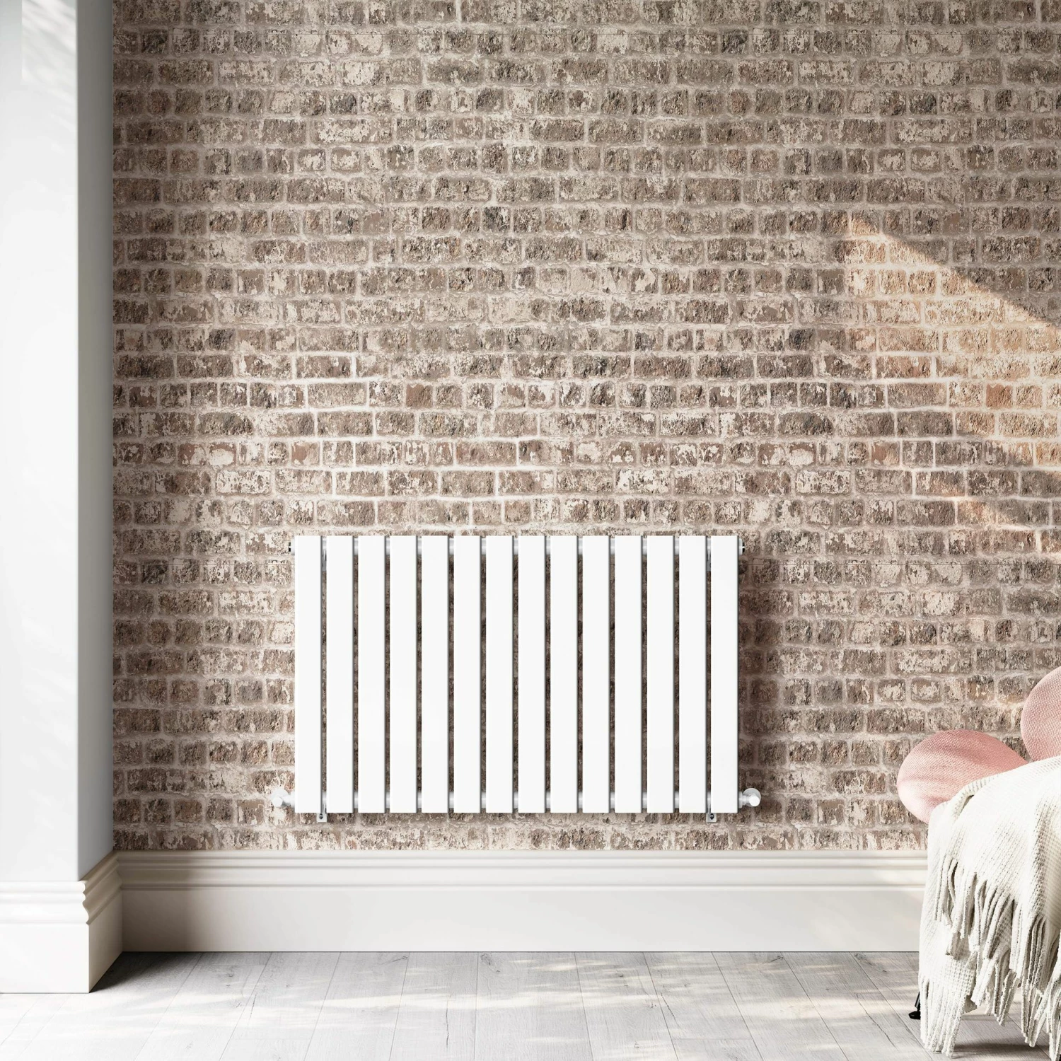 Faro White Single Flat Panel Horizontal Radiator 600x980mm - Image 3