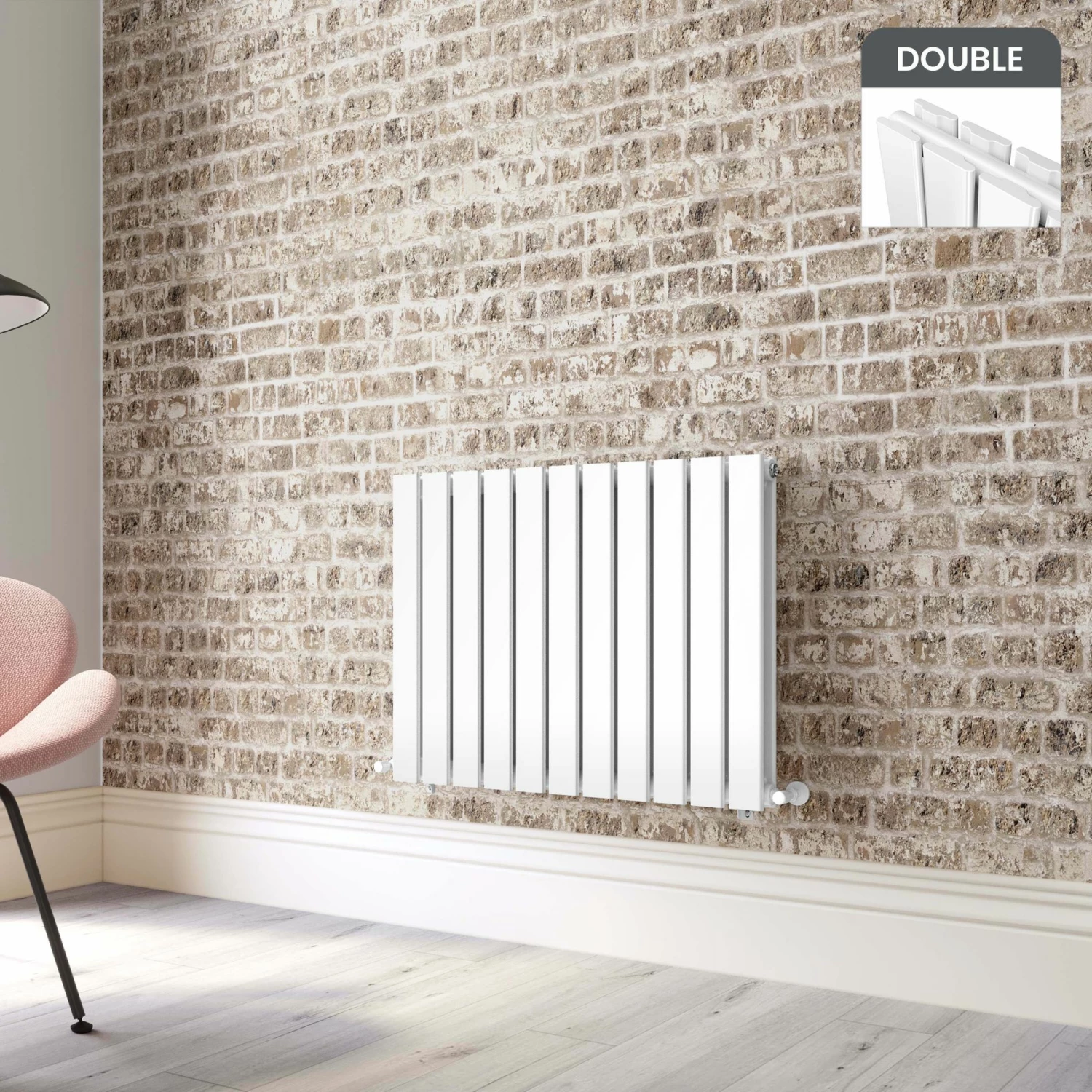 Faro White Double Flat Panel Horizontal Radiator 600x770mm