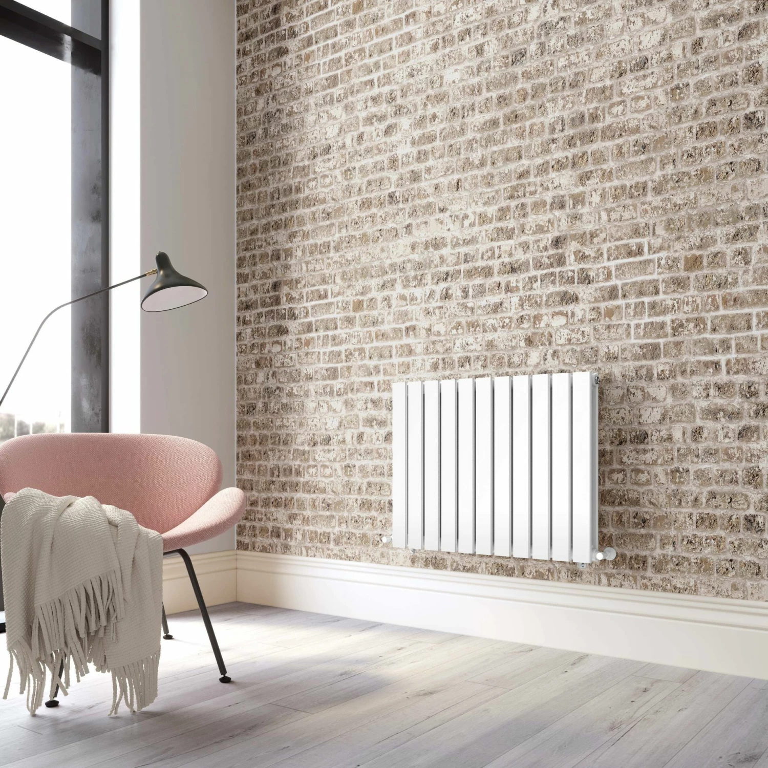 Faro White Double Flat Panel Horizontal Radiator 600x770mm - Image 2