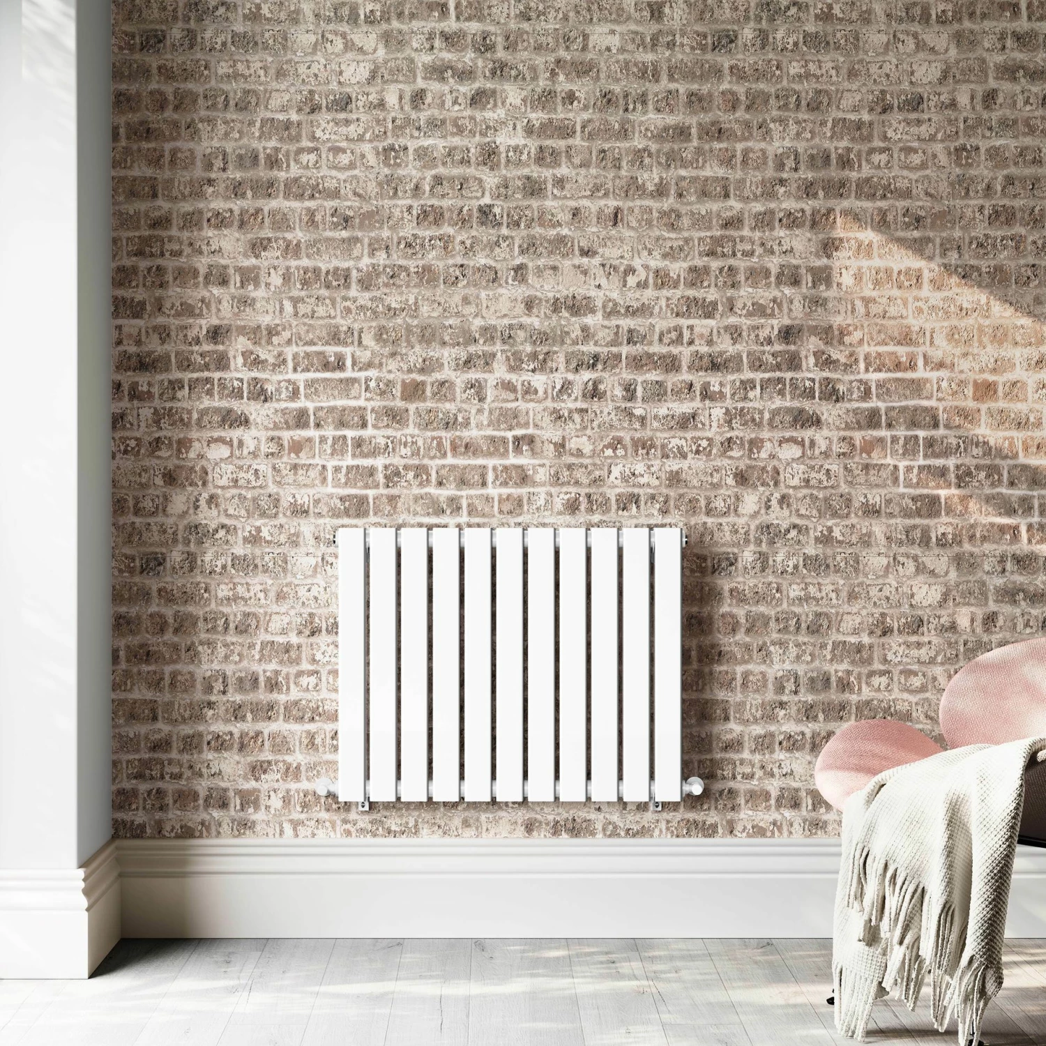 Faro White Double Flat Panel Horizontal Radiator 600x770mm - Image 3