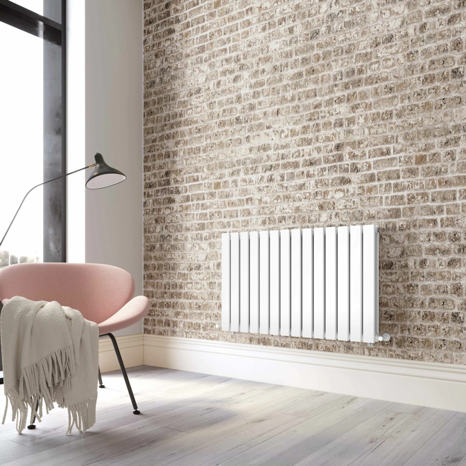 Faro White Double Flat Panel Horizontal Radiator 600x980mm - Image 2