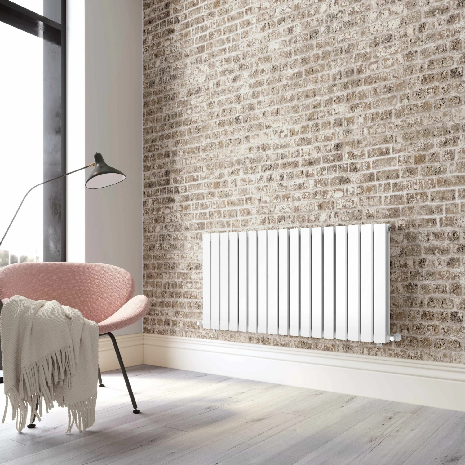 Faro White Double Flat Panel Horizontal Radiator 600x1190mm - Image 2