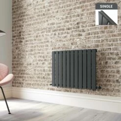 Faro Anthracite Single Flat Panel Horizontal Radiator 600x770mm