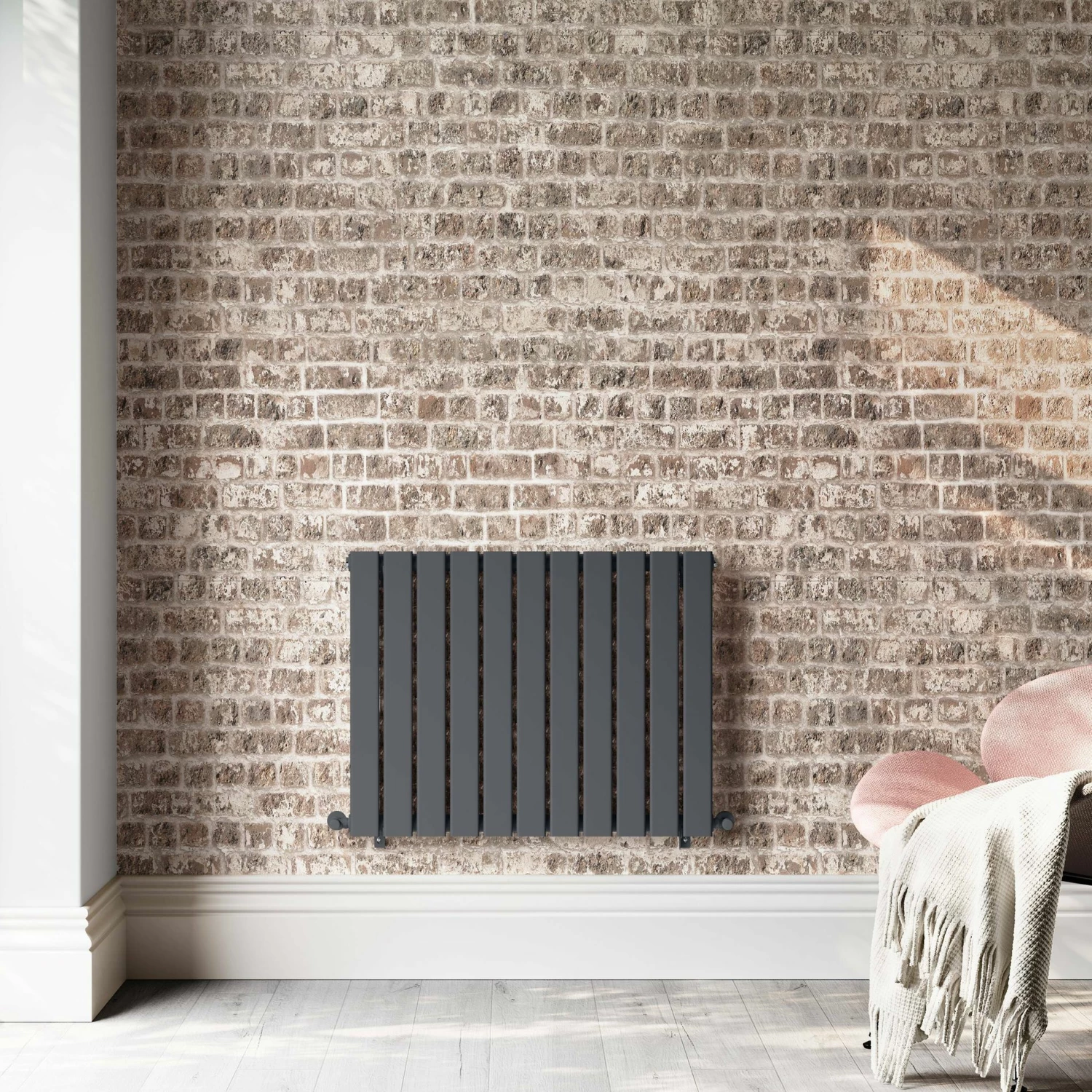 Faro Anthracite Single Flat Panel Horizontal Radiator 600x770mm - Image 3