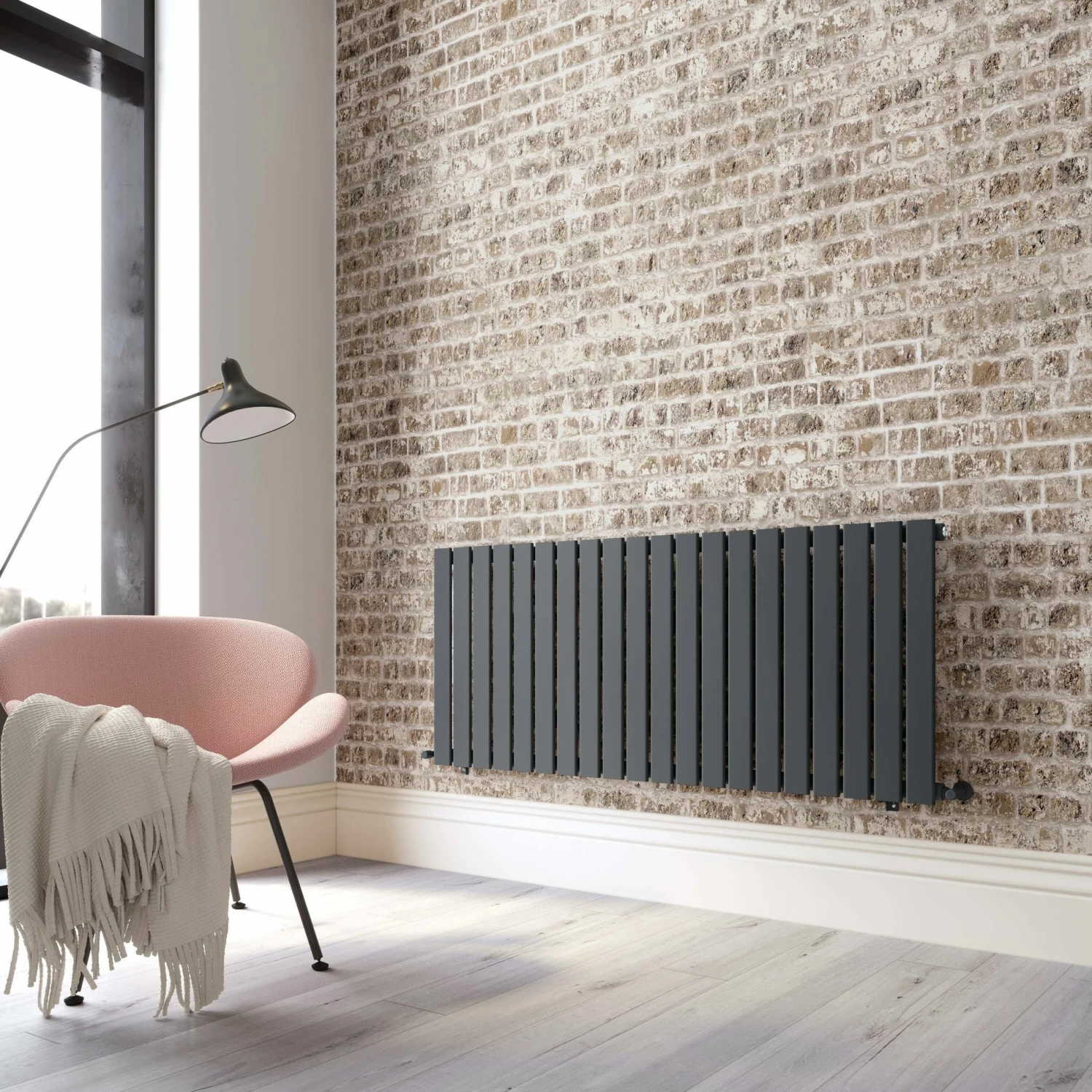 Faro Anthracite Single Flat Panel Horizontal Radiator 600x1400mm - Image 2