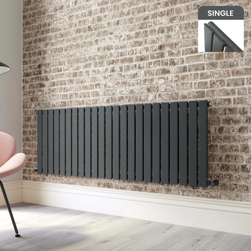 Faro Anthracite Single Flat Panel Horizontal Radiator 600x1610mm